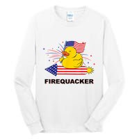 Firequacker Usa Duck Firework 4th Of July Tall Long Sleeve T-Shirt