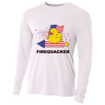 Firequacker Usa Duck Firework 4th Of July Cooling Performance Long Sleeve Crew