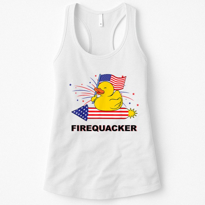 Firequacker Usa Duck Firework 4th Of July Womens Tank Top