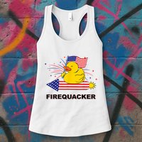 Firequacker Usa Duck Firework 4th Of July Womens Tank Top