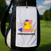 Firequacker Usa Duck Firework 4th Of July Golf Towel