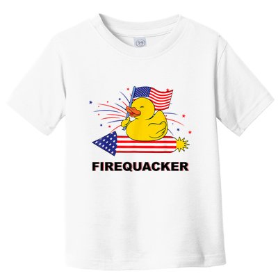 Firequacker Usa Duck Firework 4th Of July Toddler T-Shirt
