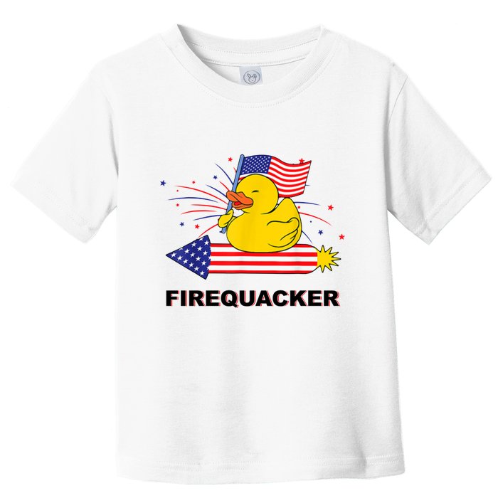 Firequacker Usa Duck Firework 4th Of July Toddler T-Shirt