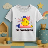 Firequacker Usa Duck Firework 4th Of July Toddler T-Shirt