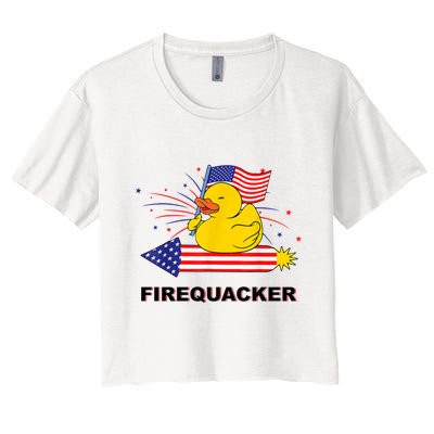 Firequacker Usa Duck Firework 4th Of July Crop Top