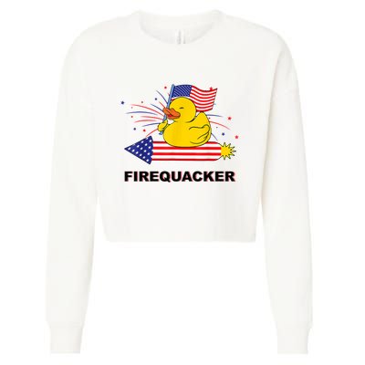 Firequacker Usa Duck Firework 4th Of July Cropped Pullover Crew
