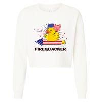 Firequacker Usa Duck Firework 4th Of July Cropped Pullover Crew