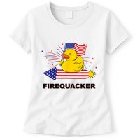 Firequacker Usa Duck Firework 4th Of July Womens T-Shirt