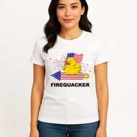 Firequacker Usa Duck Firework 4th Of July Womens T-Shirt