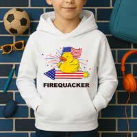 Firequacker Usa Duck Firework 4th Of July Kids Hoodie