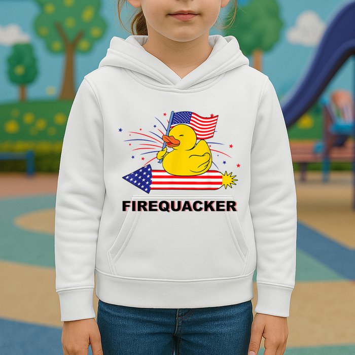 Firequacker Usa Duck Firework 4th Of July Kids Hoodie