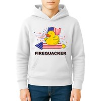 Firequacker Usa Duck Firework 4th Of July Kids Hoodie