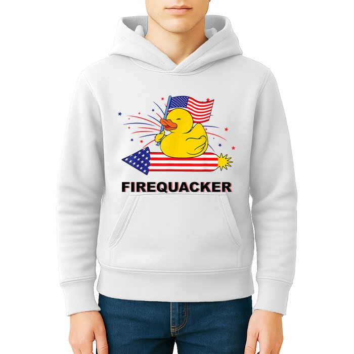 Firequacker Usa Duck Firework 4th Of July Kids Hoodie