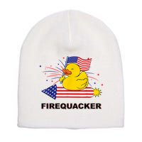 Firequacker Usa Duck Firework 4th Of July Short Acrylic Beanie
