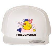 Firequacker Usa Duck Firework 4th Of July Wool Snapback Cap