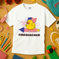 Firequacker Usa Duck Firework 4th Of July Kids T-Shirt