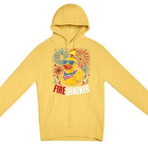 Firequacker Usa Duck Firework 4th Of July Premium Pullover Hoodie