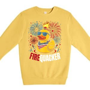 Firequacker Usa Duck Firework 4th Of July Premium Crewneck Sweatshirt