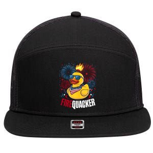 Firequacker Usa Duck Firework 4th Of July 7 Panel Mesh Trucker Snapback Hat