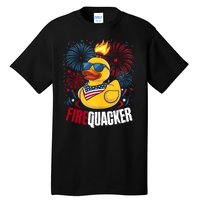 Firequacker Usa Duck Firework 4th Of July Tall T-Shirt