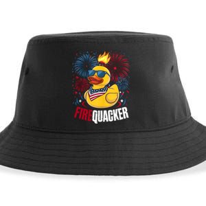 Firequacker Usa Duck Firework 4th Of July Sustainable Bucket Hat