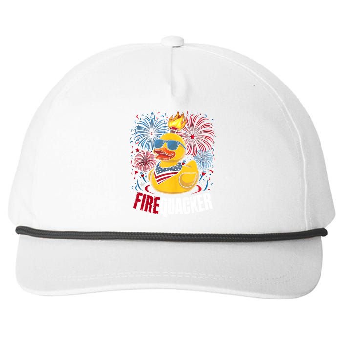 Firequacker Usa Duck Firework 4th Of July Snapback Five-Panel Rope Hat