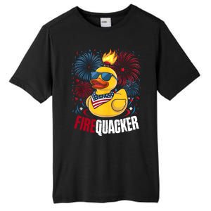 Firequacker Usa Duck Firework 4th Of July Tall Fusion ChromaSoft Performance T-Shirt