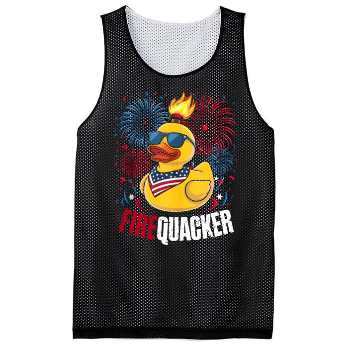 Firequacker Usa Duck Firework 4th Of July Mesh Reversible Basketball Jersey Tank