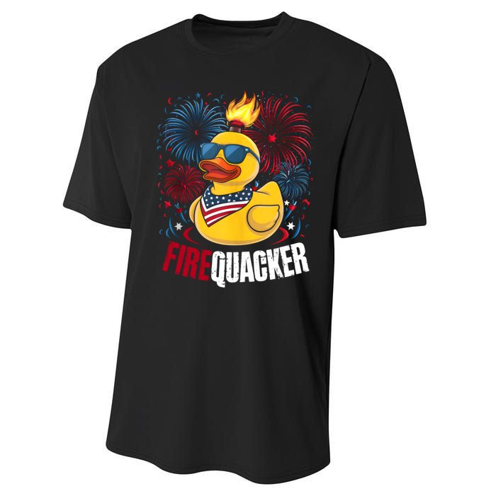 Firequacker Usa Duck Firework 4th Of July Performance Sprint T-Shirt