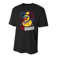 Firequacker Usa Duck Firework 4th Of July Youth Performance Sprint T-Shirt