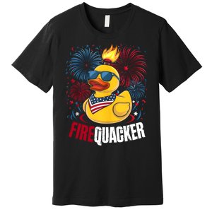 Firequacker Usa Duck Firework 4th Of July Premium T-Shirt