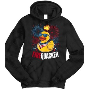 Firequacker Usa Duck Firework 4th Of July Tie Dye Hoodie