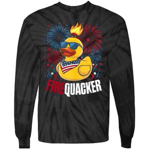 Firequacker Usa Duck Firework 4th Of July Tie-Dye Long Sleeve Shirt