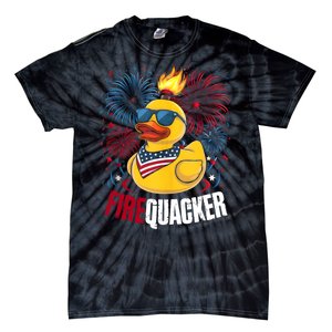 Firequacker Usa Duck Firework 4th Of July Tie-Dye T-Shirt