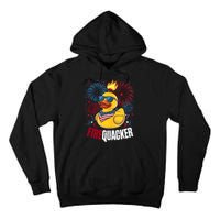 Firequacker Usa Duck Firework 4th Of July Tall Hoodie