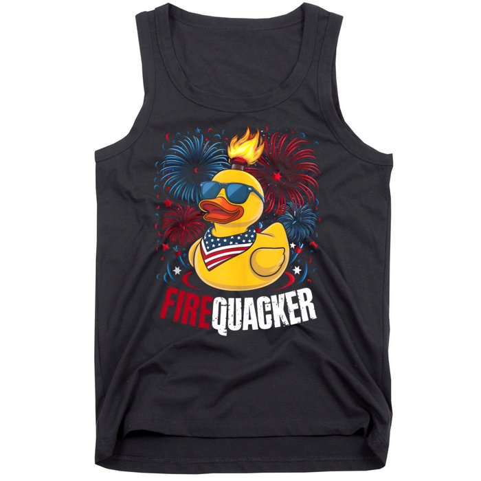 Firequacker Usa Duck Firework 4th Of July Tank Top