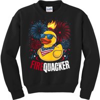 Firequacker Usa Duck Firework 4th Of July Kids Sweatshirt