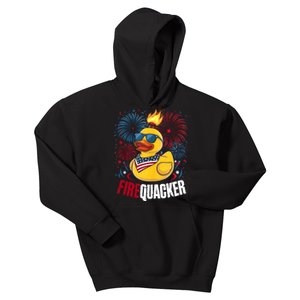 Firequacker Usa Duck Firework 4th Of July Kids Hoodie