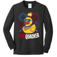 Firequacker Usa Duck Firework 4th Of July Kids Long Sleeve Shirt