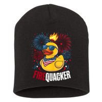 Firequacker Usa Duck Firework 4th Of July Short Acrylic Beanie