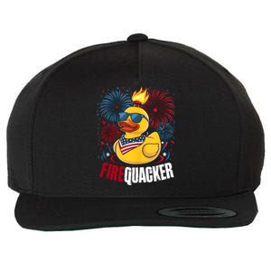 Firequacker Usa Duck Firework 4th Of July Wool Snapback Cap