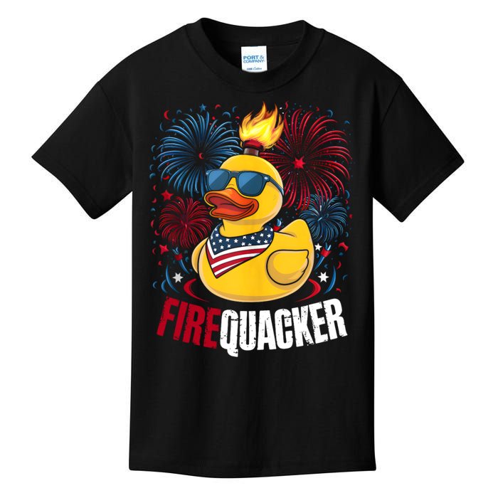 Firequacker Usa Duck Firework 4th Of July Kids T-Shirt