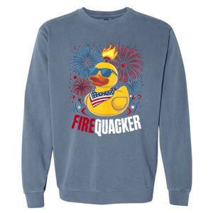 Firequacker Usa Duck Firework 4th Of July Garment-Dyed Sweatshirt