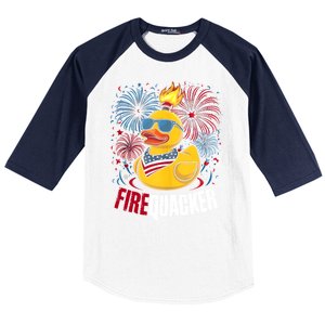 Firequacker Usa Duck Firework 4th Of July Baseball Sleeve Shirt