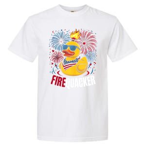 Firequacker Usa Duck Firework 4th Of July Garment-Dyed Heavyweight T-Shirt