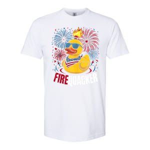 Firequacker Usa Duck Firework 4th Of July Softstyle CVC T-Shirt