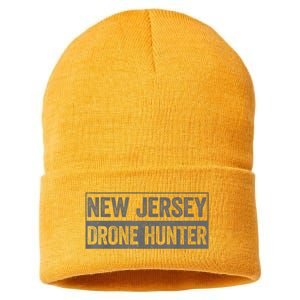 Funny Ufo Drone Humor New Jersey Drone Hunter Sustainable Knit Beanie