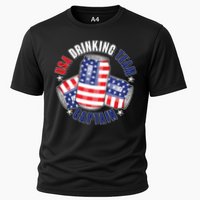 Funny USA Drinking Team Captain American Beer Cans Cooling Performance Crew T-Shirt
