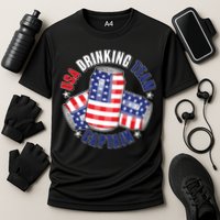 Funny USA Drinking Team Captain American Beer Cans Cooling Performance Crew T-Shirt