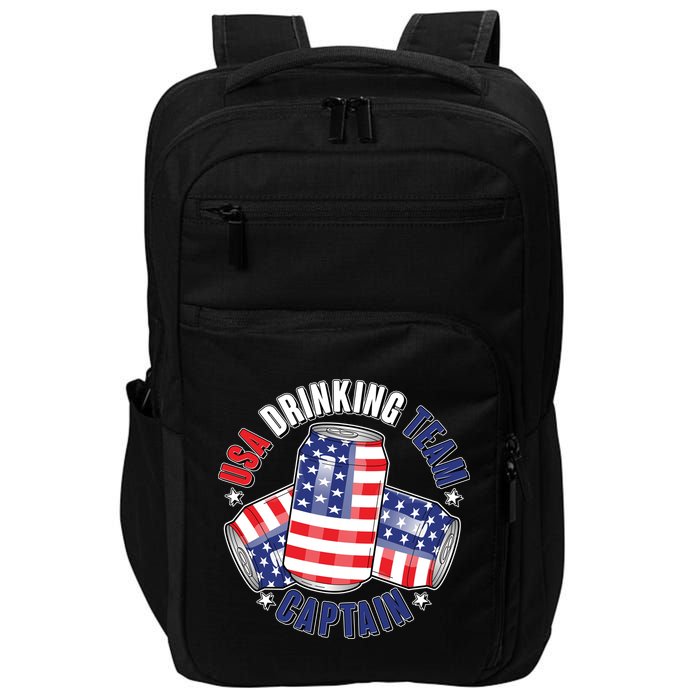 Funny USA Drinking Team Captain American Beer Cans Impact Tech Backpack